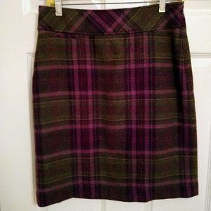 L.L.Bean Plaid Wool Mini Skirt